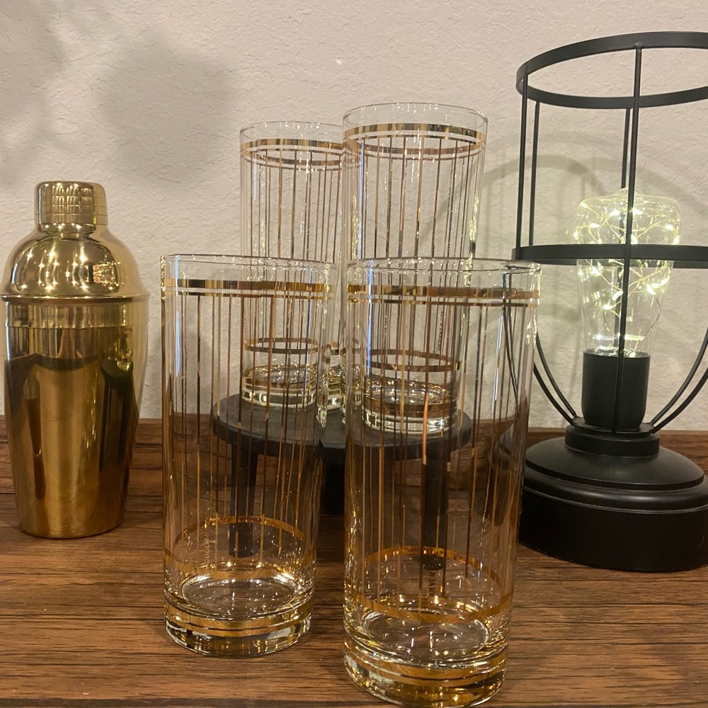 Culver Glasses Set of Four 22k Gold Stripe